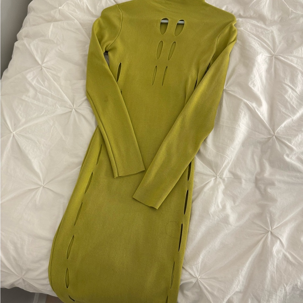 Olive Green Dress long sleeve with turtleneck